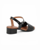 Immagine di ELLEN BLAKE - Sandalo nero con cinturino alla caviglia, sottopiede in VERA PELLE tacco 3,5CM