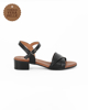 Immagine di ELLEN BLAKE - Sandalo nero con cinturino alla caviglia, sottopiede in VERA PELLE tacco 3,5CM
