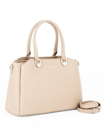Immagine di DAVID JONES - Borsa due manici crema con tre scomparti principali e tracolla removibile