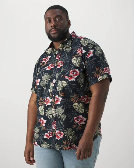 Immagine di JACK&JONES - Camicia blu stile hawaiano manica corta