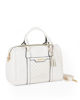 Immagine di LANCETTI - Borsa bauletto due manici bianco con pennacchio a frange, tracolla removibile