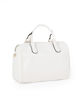 Immagine di LANCETTI - Borsa bauletto due manici bianco con pennacchio a frange, tracolla removibile