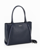 Immagine di LANCETTI - Borsa shopping due manici blu con dettagli strass, tracolla removibile
