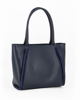 Immagine di LANCETTI - Borsa shopping due manici blu con dettagli strass, tracolla removibile
