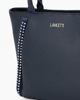 Immagine di LANCETTI - Borsa shopping due manici blu con dettagli strass, tracolla removibile