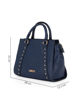 Immagine di LANCETTI - Borsa due manici blu trapuntata con dettaglio borchie e cuori, tracolla removibile