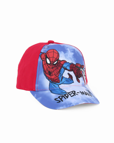 Immagine di SPIDERMAN - Cappello baseball rosso e blu con stampa frontale e chiusura a strappo