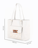Immagine di LANCETTI - Borsa shopping bianca  con tasca frontale dettaglio borchie