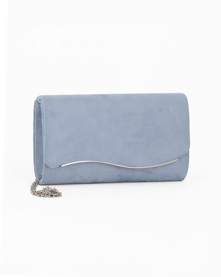 Immagine di MISS GLOBO - Pochette celeste elettrico scamosciata con patta e dettaglio argento