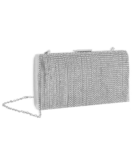 Immagine di MISS GLOBO - Clutch argento con frange di strass fronali