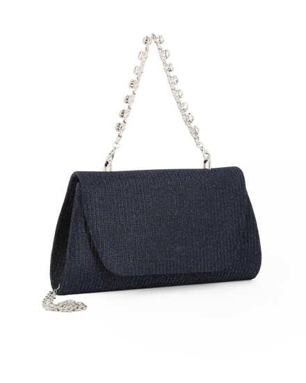 Immagine di DIVAS - Pochette blu in lurex con patta e macinco gioiello