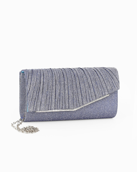 Immagine di DIVAS - Pochette blu glitterata con patta dettaglio strass