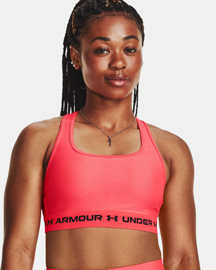 Immagine di UNDER ARMOUR - Top arancione fluo ultra aderente in tessuto traspirante con banda logo