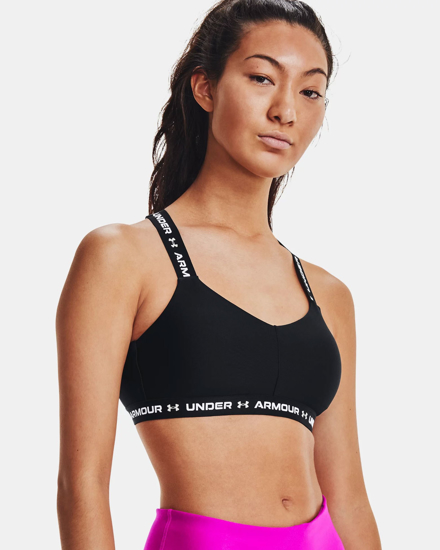 Immagine di UNDER ARMOUR - Top nero ultra aderente in tessuto traspirante con banda logo bianca