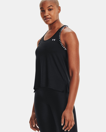 Immagine di UNDER ARMOUR - Canotta da donna nera in tessuto traspirante con logo bianco