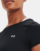 Immagine di UNDER ARMOUR - T shirt da donna nera in tessuto traspirante con logo bianco