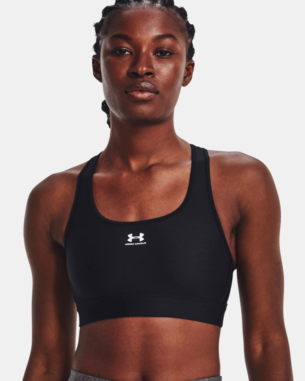 Immagine di UNDER ARMOUR - Top nero ultra aderente in tessuto traspirante con logo bianco