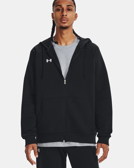 Immagine di UNDER ARMOUR - Felpa da uomo nera con zip frontale e cappuccio