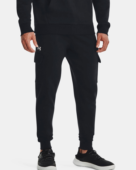 Immagine di UNDER ARMOUR - Pantalone tuta cargo da uomo nero con logo bianco