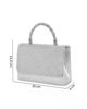 Immagine di DIVAS - Pochette argento con patta e manico intrecciato in strass