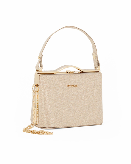 Immagine di NARDINI - Pochette oro in lurex con un manico e tracollina removibile