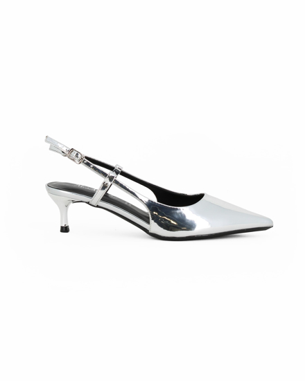 Immagine di MISS GLOBO - Slingback argento in vernice con sottopiede memory foam , tacco 5CM