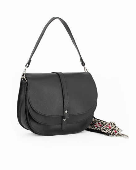 Immagine di DIVAS - Borsa sella nera in VERA PELLE - MADE IN ITALY