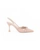 Immagine di MISS GLOBO - Décolleté slingback nude in vernice con sottopiede in memory foam e dettaglio cinturini incrociati, tacco 7,5CM