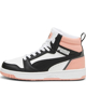 Immagine di PUMA - Sneaker alta da ragazza bianca e nera con dettagli rosa, numerata 36/39 - REBOUND V6 MID JR