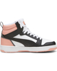 Immagine di PUMA - Sneaker alta da ragazza bianca e nera con dettagli rosa, numerata 36/39 - REBOUND V6 MID JR