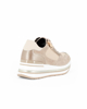 Immagine di MISS GLOBO - Scarpa sneakers beige scamosciata in VERA PELLE con zeppa, lacci e zip laterale