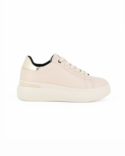 Immagine di MISS GLOBO - Scarpa sneakers beige in VERA PELLE con patch dorata