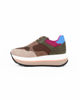 Immagine di MISS GLOBO - Scarpa sneakers khaki, fucsia e azzurra scamosciata con lacci