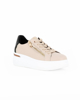 Immagine di MISS GLOBO - Scarpa sneakers beige in VERA PELLE con lacci e zip laterale