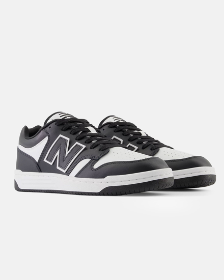 Immagine di NEW BALANCE 480 - Sneaker da uomo nera e bianca in VERA PELLE con soletta in memory foam - BB480LBA