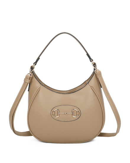 Immagine di ENRICO COVERI - Borsa a spalla taupe con tasca posteriore e dettaglio morsetto, tracolla removibile