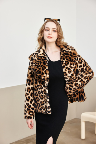 GORGLITTER Giacca Donna Leopardata Leggera Con Cerniera - Giubbino Casual Autunno