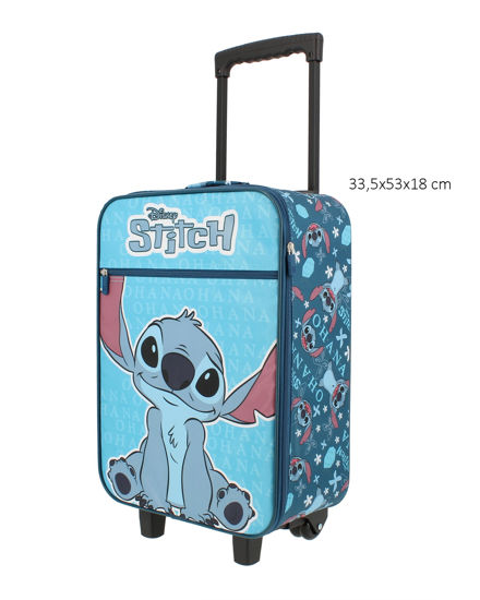 Immagine di STITCH - Trolley azzurro semirigido con tasca frontale