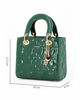 Immagine di NARDINI - Borsa piccola verde due manici effetto vernice trapuntata con cuori e ciondoli, tracolla removibile