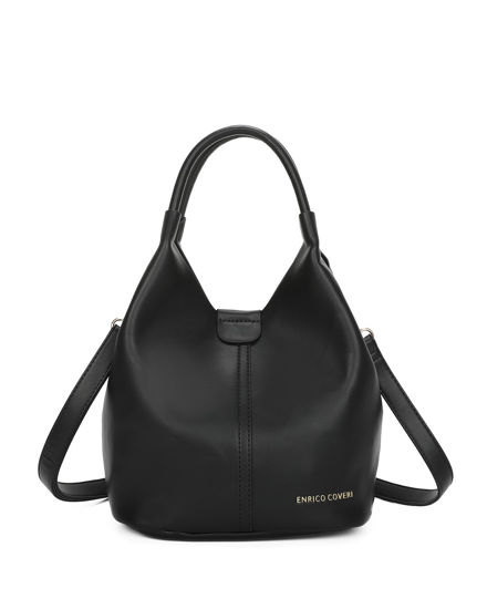 Immagine di ENRICO COVERI - Borsa due manici nera con pochette interna estraibile, tracolla removibile