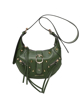 Immagine di ENRICO COVERI - Borsa tracolla verde con tasca posteriore e pattina, dettaglio borchie e frange