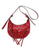 Immagine di ENRICO COVERI - Borsa tracolla rossa con tasca posteriore e pattina, dettaglio borchie e frange