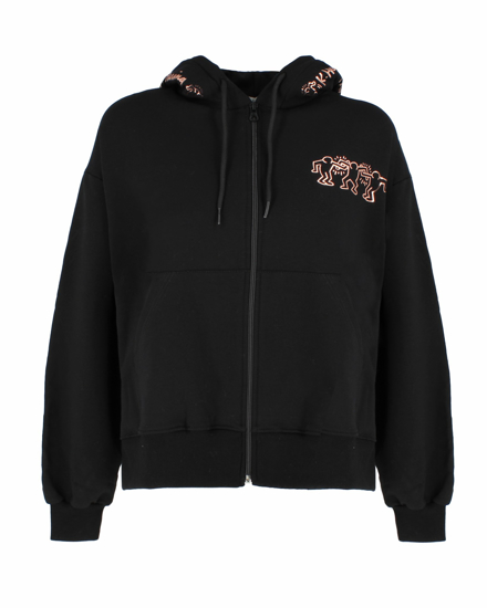 Immagine di KEITH HARI - DONNA FELPA NERA FULL ZIP CON CAPPUCCIO