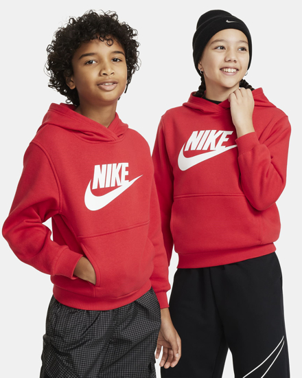 Immagine di NIKE  Club Fleece - Felpa rossa con cappuccio per ragazzi FD2988/657