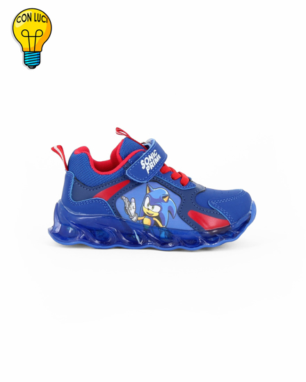 Immagine di SONIC - Sneakers blu e rossa da bimbo con luci e strappo