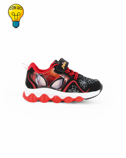 Immagine di SPIDERMAN - Sneakers nera e rossa da bimbo con luci e strappo