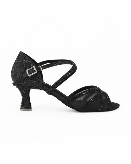 Immagine di GLOBODANCE - Scarpa da ballo nera glitterata con sottopiede in memory foam e strass, tacco 6CM