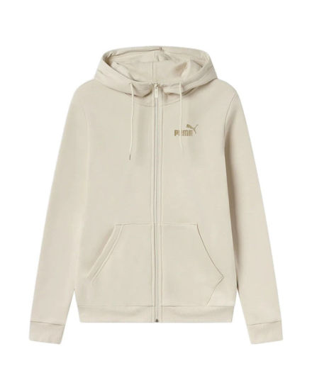 Immagine di PUMA - FELPA BEIGE DA DONNA FULL ZIP CON CAPPUCCIO E LOGO GLITTER 684768-87