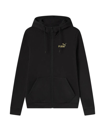 Immagine di PUMA - FELPA NERA FULL ZIP DA DONNA CON CAPPUCCIO LOGO GLITTER 684768-88