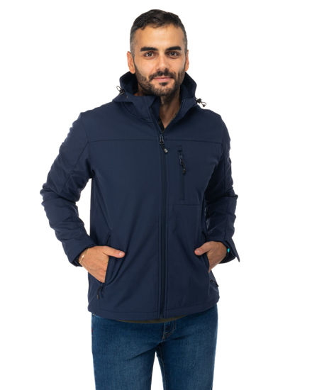 Immagine di ON SPIRIT - GIACCA BLU IN SOFTSHELL CON CAPPUCCIO DA UOMO AU01953